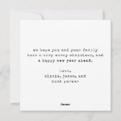 Minimale schrijfmachine | Vrolijk kerstfeest met f Feestdagenkaart (Achterkant)