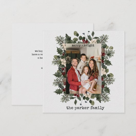 Minimale schrijfmachine | Vrolijk kerstfeest met f Feestdagenkaart (Voorkant / Achterkant)