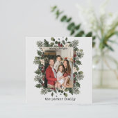 Minimale schrijfmachine | Vrolijk kerstfeest met f Feestdagenkaart (Staand voorkant)