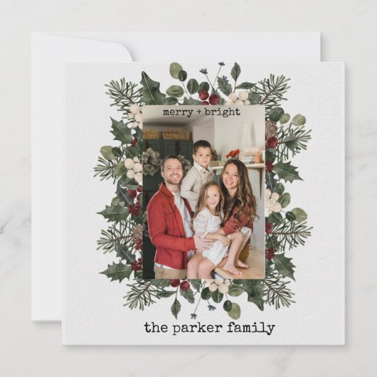 Minimale schrijfmachine | Vrolijk kerstfeest met f Feestdagenkaart (Voorkant)