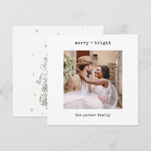 Minimale schrijfmachine | Vrolijk kerstfeest met f Feestdagenkaart (Voorkant / Achterkant)