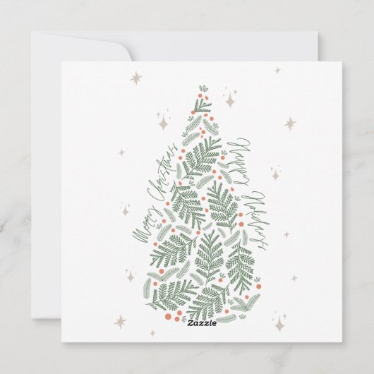 Minimale schrijfmachine | Vrolijk kerstfeest met f Feestdagenkaart (Achterkant)