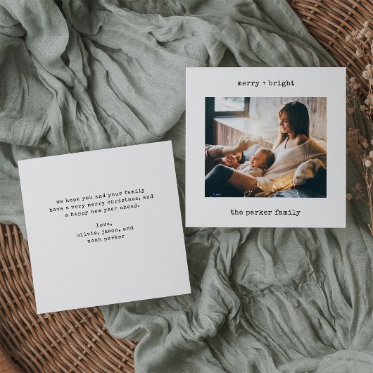 Minimale schrijfmachine | Vrolijk kerstfeest met f Feestdagenkaart