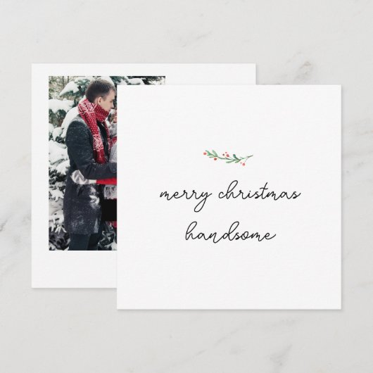 Minimale schrijfmachine | Vrolijk kerstfeest met f Feestdagenkaart (Voorkant / Achterkant)