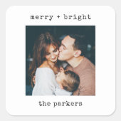 Minimale schrijfmachine | Vrolijk kerstfeest met f Vierkante Sticker (Voorkant)