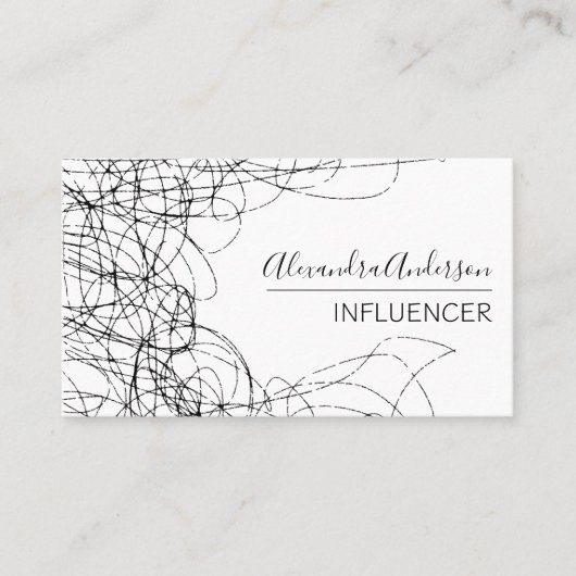 Minimale Scribble Zwart-wit Professional Visitekaartje (Voorkant)