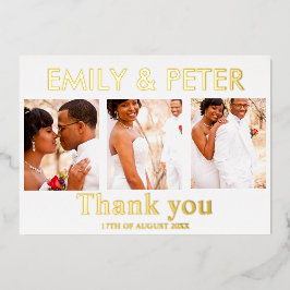 Minimale script 4 foto bruiloft bedankt kaart
