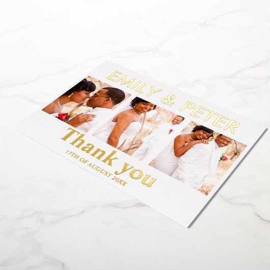 Minimale script 4 foto bruiloft bedankt kaart (Gedraaid)