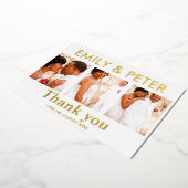 Minimale script 4 foto trouw dankkaart folie uitnodiging (Gedraaid)