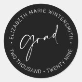 Minimale script afstudeer uitnodiging sticker labe (Voorkant)