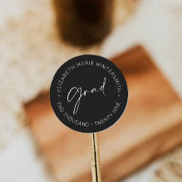 Minimale script afstudeer uitnodiging sticker labe