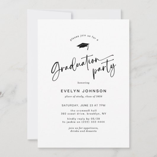 Minimale script afstudeerfeest kaart (Voorkant)