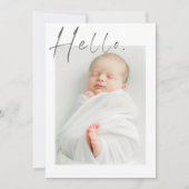 Minimale Script Baby Aankondigingskaart Kaart (Voorkant)