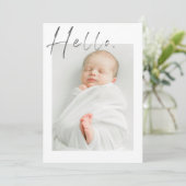 Minimale Script Baby Aankondigingskaart Kaart (Staand voorkant)