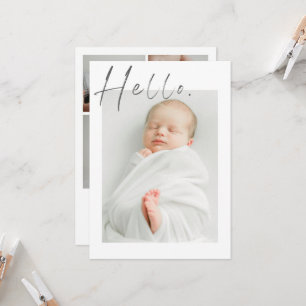 Minimale Script Baby Aankondigingskaart Kaart