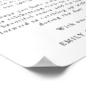 Minimale script bedankbrief aan huwelijksgasten poster (Hoek)