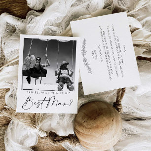 Minimale Script Best Man Voorstel Kaart met Foto