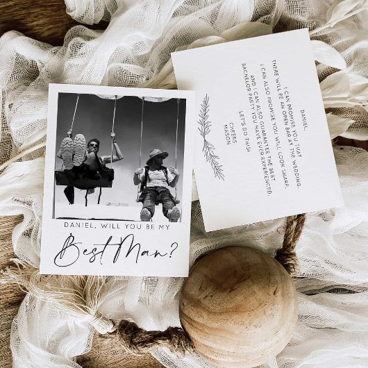 Minimale Script Best Man Voorstel Kaart met Foto