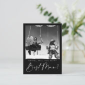 Minimale Script Best Man Voorstel Kaart met Foto (Staand voorkant)