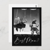 Minimale Script Best Man Voorstel Kaart met Foto (Voorkant / Achterkant)