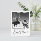 Minimale Script Best Man Voorstel Kaart met Foto (Staand voorkant)