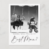 Minimale Script Best Man Voorstel Kaart met Foto (Voorkant)
