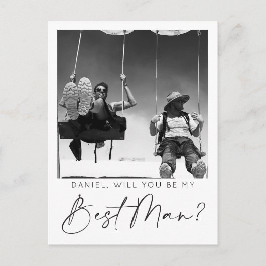 Minimale Script Best Man Voorstel Kaart met Foto (Voorkant)