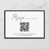 Minimale Script Black Border QR Code Bruiloft RSVP Informatiekaartje (Voorkant)