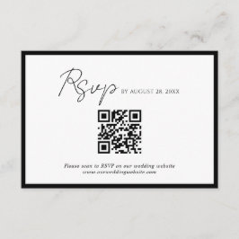 Minimale Script Black Border QR Code Bruiloft RSVP Informatiekaartje