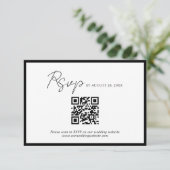 Minimale Script Black Border QR Code Bruiloft RSVP Informatiekaartje (Staand voorkant)