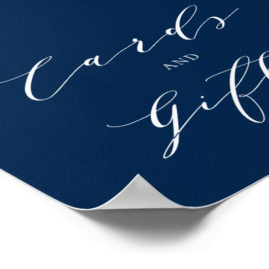 Minimale Script Blue Wedding Cards en Gifts Poster (Hoek)