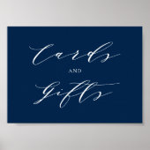 Minimale Script Blue Wedding Cards en Gifts Poster (Voorkant)