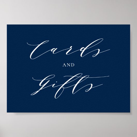 Minimale Script Blue Wedding Cards en Gifts Poster (Voorkant)