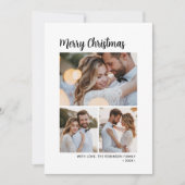 Minimale Script Botanical 3 Multi Photo Christmas Feestdagenkaart (Voorkant)