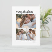 Minimale Script Botanical 3 Multi Photo Christmas Feestdagenkaart (Staand voorkant)