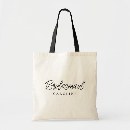 Minimale Script Bruidsmeisje Cadeau Stijlvol Tote Bag (Voorkant)