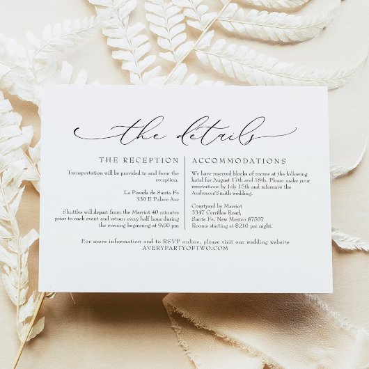 Minimale script bruiloft details bijlage kaart