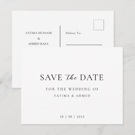 Minimale script bruiloft niet-foto opslaan van de aankondigingskaart (Voorkant / Achterkant)