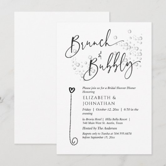 Minimale Script Brunch En Mousserende Uitnodiging (Voorkant / Achterkant)