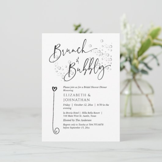 Minimale Script Brunch En Mousserende Uitnodiging (Staand voorkant)