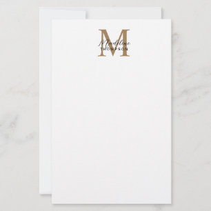 Minimale script calligrafie gouden monogram wit briefpapier