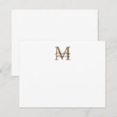 Minimale script calligrafie gouden monogram wit notitiekaartje (Voorkant / Achterkant)