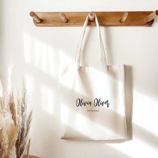 Minimale Script Calligrafie Ivoor Crème Chic Moder Tote Bag
