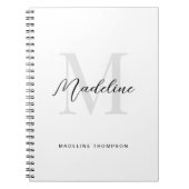 Minimale Script Calligrafie Zwart Wit Monogram Notitieboek (Voorkant)