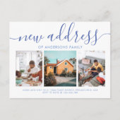 Minimale Script Calligraphy 3 Photo New Address Aankondigingskaart (Voorkant)
