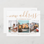 Minimale Script Calligraphy 3 Photo New Address Aankondigingskaart (Voorkant / Achterkant)