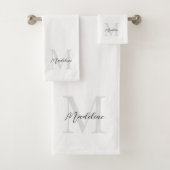 Minimale Script Calligraphy Black White Monogram Bad Handdoek (Insitu)