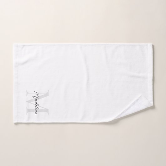 Minimale Script Calligraphy Black White Monogram Bad Handdoek (Handdoek)