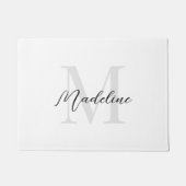 Minimale Script Calligraphy Black White Monogram Deurmat (Voorkant)