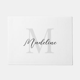 Minimale Script Calligraphy Black White Monogram Deurmat